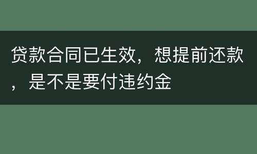 贷款合同已生效，想提前还款，是不是要付违约金