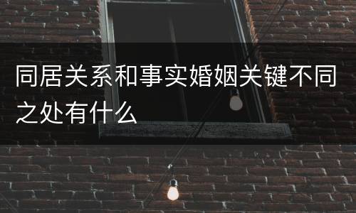 同居关系和事实婚姻关键不同之处有什么