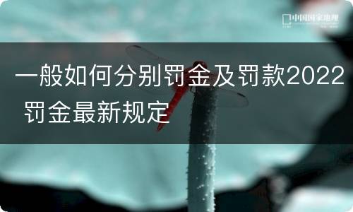 一般如何分别罚金及罚款2022 罚金最新规定