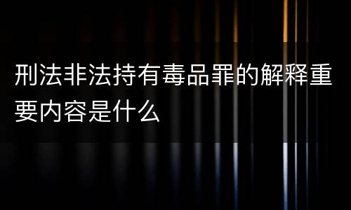 刑法非法持有毒品罪的解释重要内容是什么