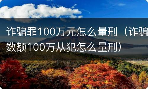 诈骗罪100万元怎么量刑（诈骗数额100万从犯怎么量刑）