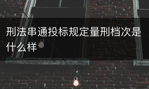 刑法串通投标规定量刑档次是什么样