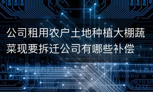 公司租用农户土地种植大棚蔬菜现要拆迁公司有哪些补偿
