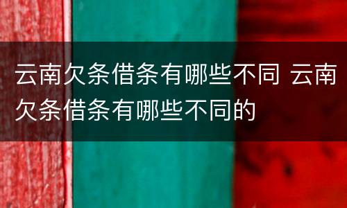 云南欠条借条有哪些不同 云南欠条借条有哪些不同的