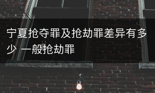 宁夏抢夺罪及抢劫罪差异有多少 一般抢劫罪