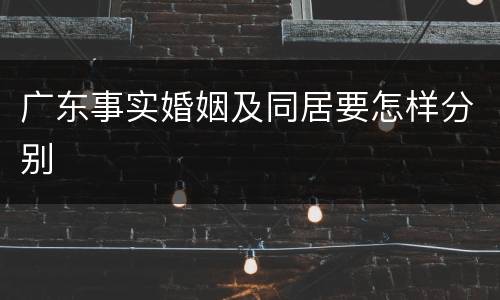 广东事实婚姻及同居要怎样分别