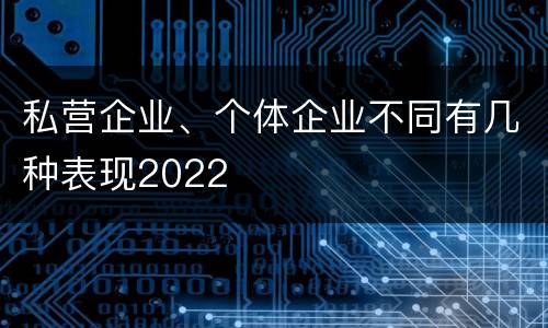 私营企业、个体企业不同有几种表现2022