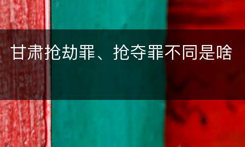 甘肃抢劫罪、抢夺罪不同是啥