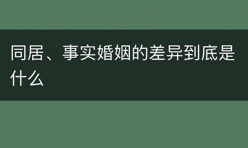 同居、事实婚姻的差异到底是什么