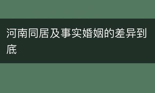 河南同居及事实婚姻的差异到底