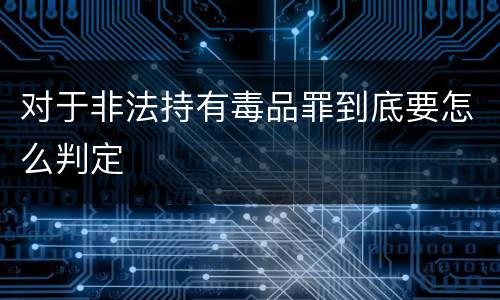 对于非法持有毒品罪到底要怎么判定