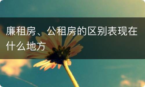 廉租房、公租房的区别表现在什么地方
