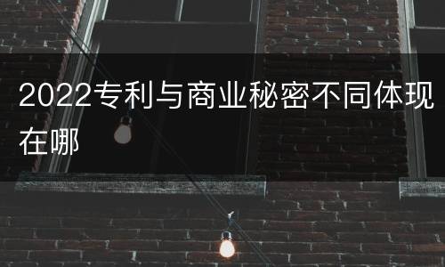 2022专利与商业秘密不同体现在哪