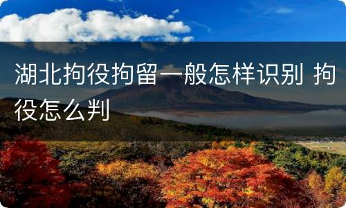 湖北拘役拘留一般怎样识别 拘役怎么判