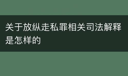 关于放纵走私罪相关司法解释是怎样的