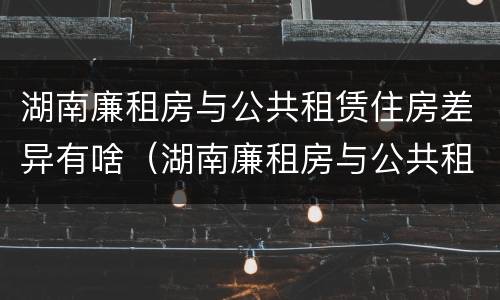 湖南廉租房与公共租赁住房差异有啥（湖南廉租房与公共租赁住房差异有啥区别）