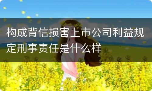 构成背信损害上市公司利益规定刑事责任是什么样