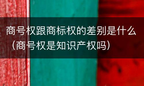 商号权跟商标权的差别是什么（商号权是知识产权吗）