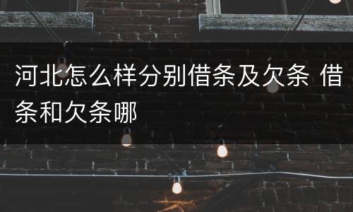 河北怎么样分别借条及欠条 借条和欠条哪