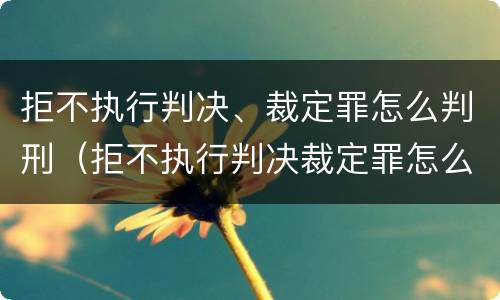 拒不执行判决、裁定罪怎么判刑（拒不执行判决裁定罪怎么量刑出来后怎么弄）