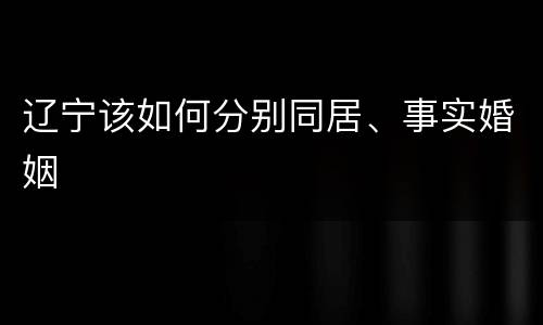辽宁该如何分别同居、事实婚姻