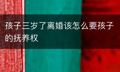 孩子三岁了离婚该怎么要孩子的抚养权