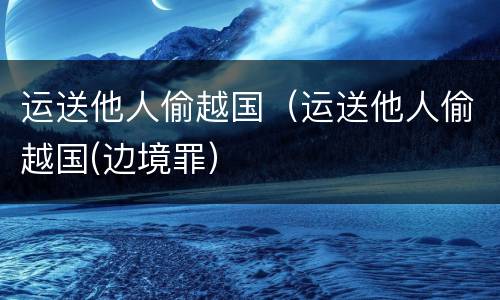 运送他人偷越国（运送他人偷越国(边境罪）