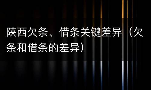 陕西欠条、借条关键差异（欠条和借条的差异）
