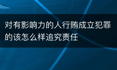 对有影响力的人行贿成立犯罪的该怎么样追究责任