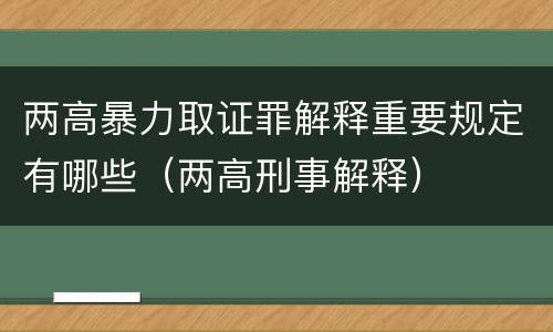 两高暴力取证罪解释重要规定有哪些（两高刑事解释）
