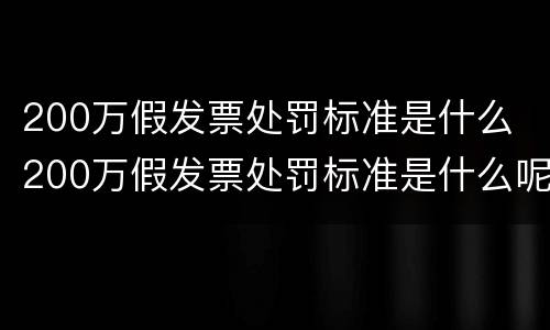 200万假发票处罚标准是什么 200万假发票处罚标准是什么呢