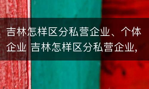 吉林怎样区分私营企业、个体企业 吉林怎样区分私营企业,个体企业和企业