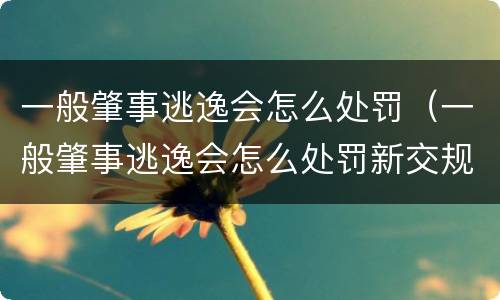 一般肇事逃逸会怎么处罚（一般肇事逃逸会怎么处罚新交规）