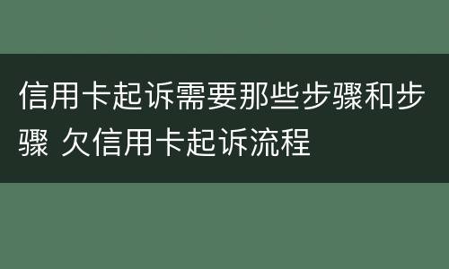 信用卡起诉需要那些步骤和步骤 欠信用卡起诉流程