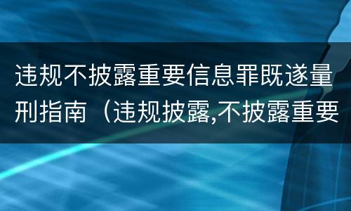 违规不披露重要信息罪既遂量刑指南（违规披露,不披露重要信息罪判例）