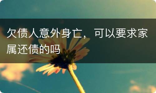 欠债人意外身亡，可以要求家属还债的吗