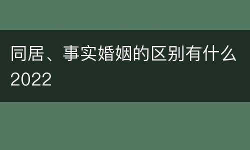 同居、事实婚姻的区别有什么2022