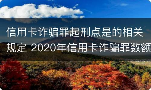 信用卡诈骗罪起刑点是的相关规定 2020年信用卡诈骗罪数额标准