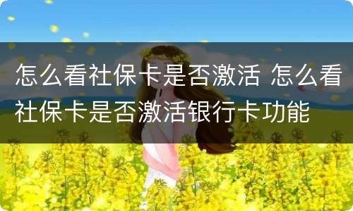 怎么看社保卡是否激活 怎么看社保卡是否激活银行卡功能