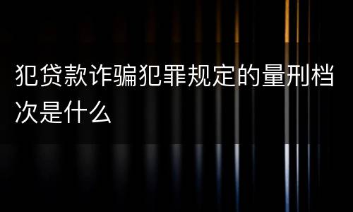 犯贷款诈骗犯罪规定的量刑档次是什么