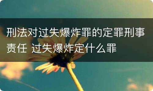 刑法对过失爆炸罪的定罪刑事责任 过失爆炸定什么罪