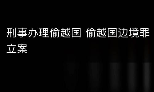 刑事办理偷越国 偷越国边境罪立案