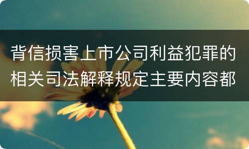 背信损害上市公司利益犯罪的相关司法解释规定主要内容都有哪些