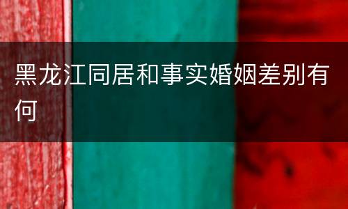 黑龙江同居和事实婚姻差别有何