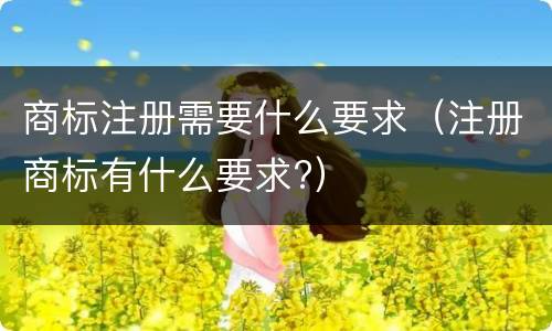 商标注册需要什么要求（注册商标有什么要求?）