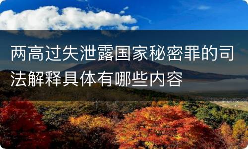 两高过失泄露国家秘密罪的司法解释具体有哪些内容