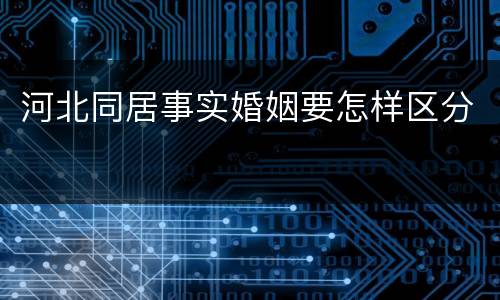 河北同居事实婚姻要怎样区分