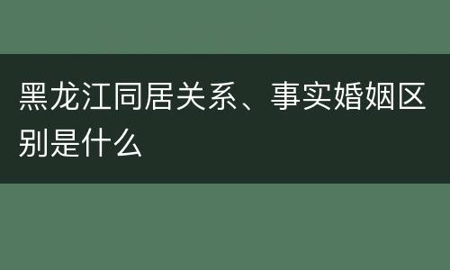 黑龙江同居关系、事实婚姻区别是什么