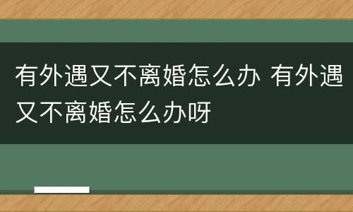 有外遇又不离婚怎么办 有外遇又不离婚怎么办呀