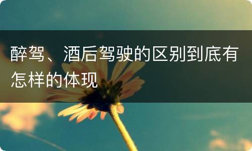 醉驾、酒后驾驶的区别到底有怎样的体现